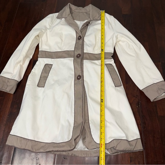 Boden Cotton Trench Coat Women’s Size 14 Cream And Taupe - Picture 7 of 7
